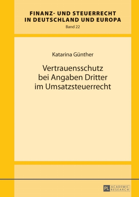 Cover image for book Vertrauensschutz bei Angaben Dritter im Umsatzsteuerrecht