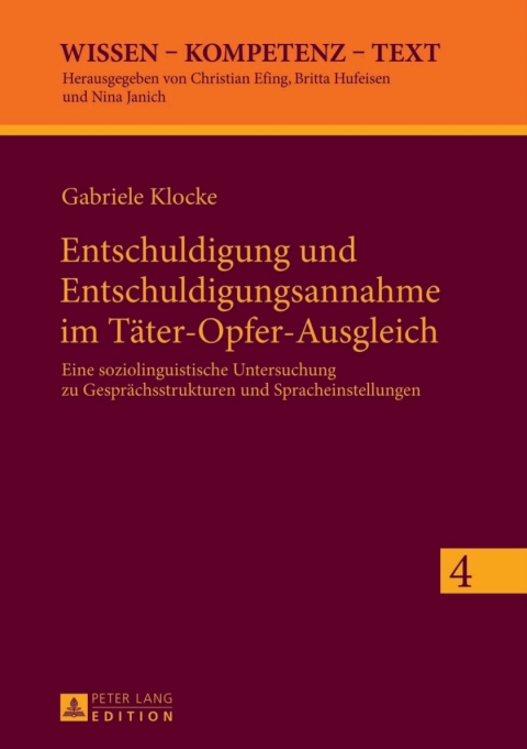 Cover image for book Entschuldigung und Entschuldigungsannahme im Taeter-Opfer-Ausgleich
