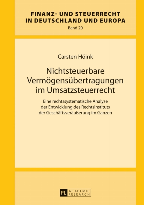 Cover image for book Nichtsteuerbare Vermoegensuebertragungen im Umsatzsteuerrecht