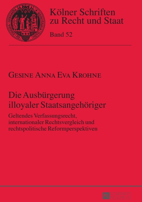Cover image for book Die Ausbuergerung illoyaler Staatsangehoeriger