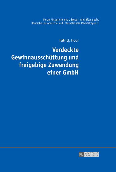 Cover image for book Verdeckte Gewinnausschuettung und freigebige Zuwendung einer GmbH