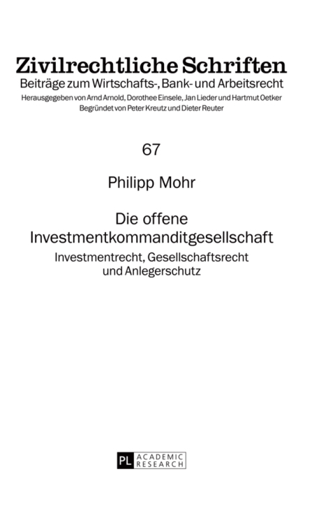 Cover image for book Die offene Investmentkommanditgesellschaft