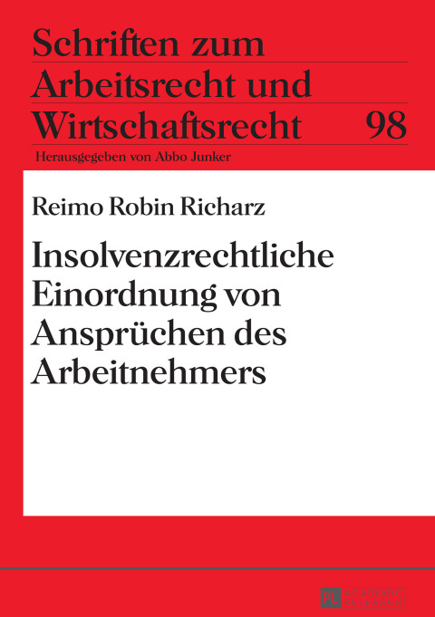 Cover image for book Insolvenzrechtliche Einordnung von Anspruechen des Arbeitnehmers