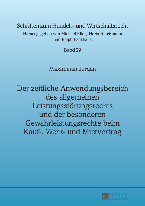 Cover image for book Der zeitliche Anwendungsbereich des allgemeinen Leistungsstoerungsrechts und der besonderen Gewaehrleistungsrechte beim Kauf-, Werk- und Mietvertrag
