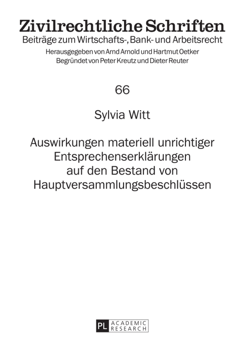 Cover image for book Auswirkungen materiell unrichtiger Entsprechenserklaerungen auf den Bestand von Hauptversammlungsbeschluessen