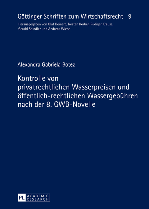 Cover image for book Kontrolle von privatrechtlichen Wasserpreisen und oeffentlich-rechtlichen Wassergebuehren nach der 8. GWB-Novelle