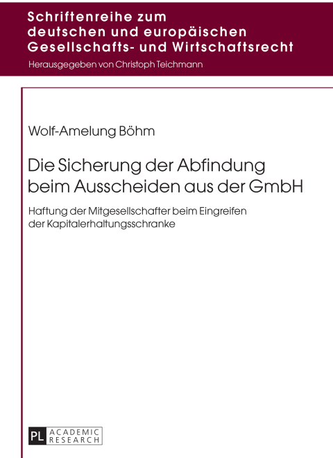 Cover image for book Die Sicherung der Abfindung beim Ausscheiden aus der GmbH