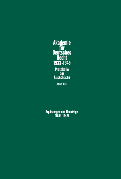 Cover image for book Ergaenzungen und Nachtraege (1934–1942)