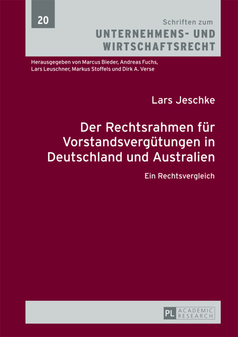 Cover image for book Der Rechtsrahmen fuer Vorstandsverguetungen in Deutschland und Australien