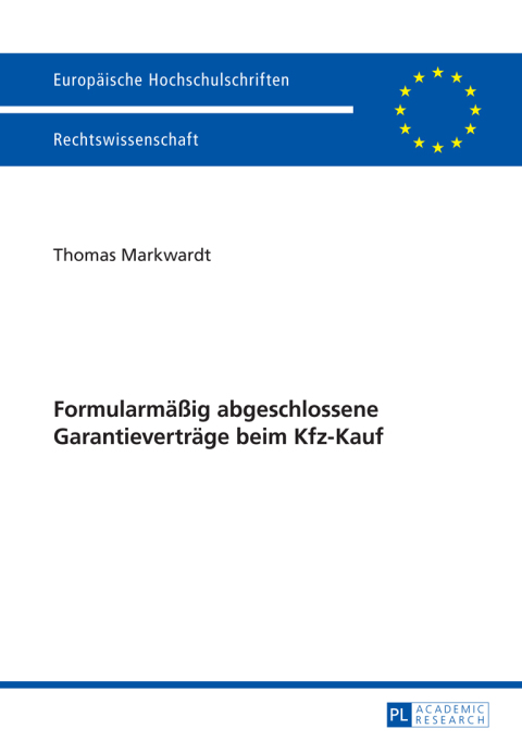 Cover image for book Formularmaeßig abgeschlossene Garantievertraege beim Kfz-Kauf