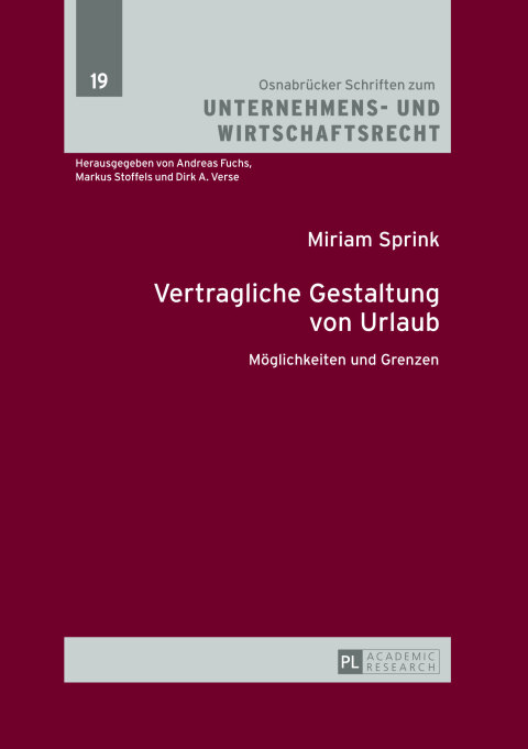 Cover image for book Vertragliche Gestaltung von Urlaub