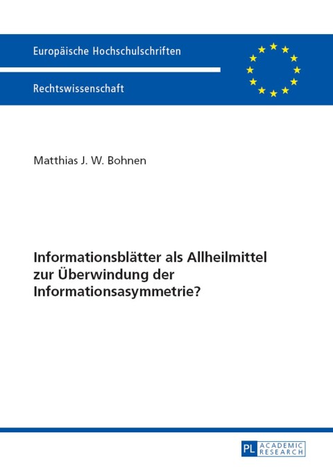 Cover image for book Informationsblaetter als Allheilmittel zur Ueberwindung der Informationsasymmetrie?