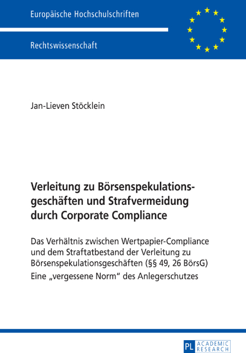 Cover image for book Verleitung zu Boersenspekulationsgeschaeften und Strafvermeidung durch Corporate Compliance