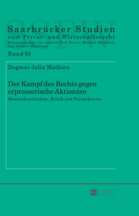 Cover image for book Der Kampf des Rechts gegen erpresserische Aktionaere
