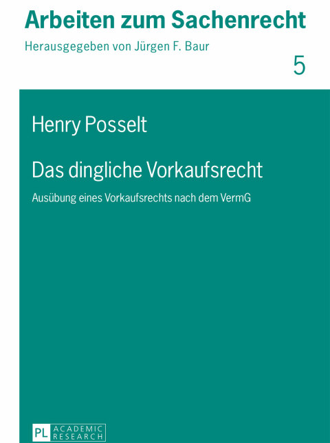 Cover image for book Das dingliche Vorkaufsrecht