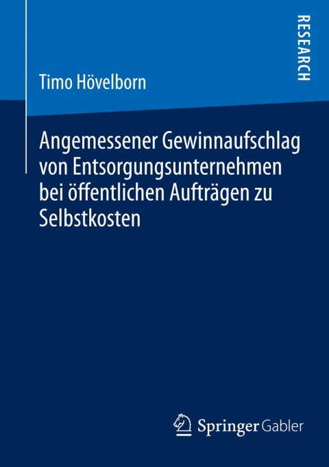 Cover image for book Angemessener Gewinnaufschlag von Entsorgungsunternehmen bei öffentlichen Aufträgen zu Selbstkosten