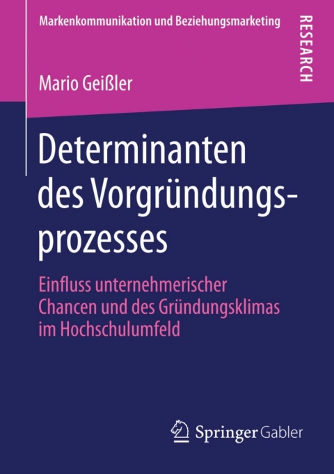 Cover image for book Determinanten des Vorgründungsprozesses