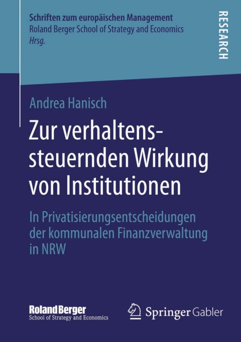 Cover image for book Zur verhaltenssteuernden Wirkung von Institutionen