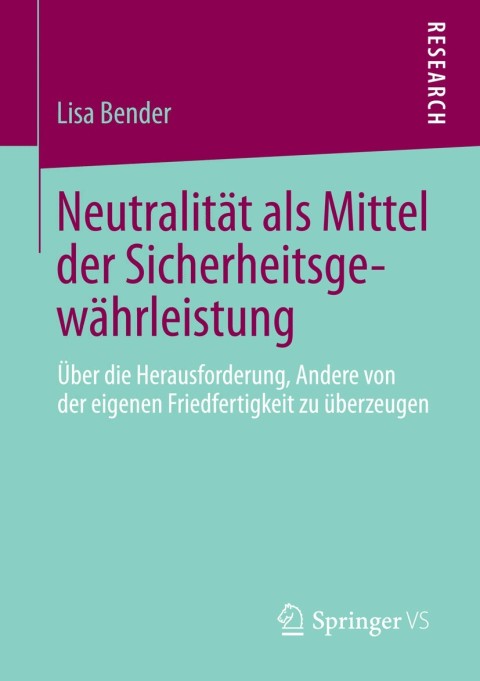 Cover image for book Neutralität als Mittel der Sicherheitsgewährleistung