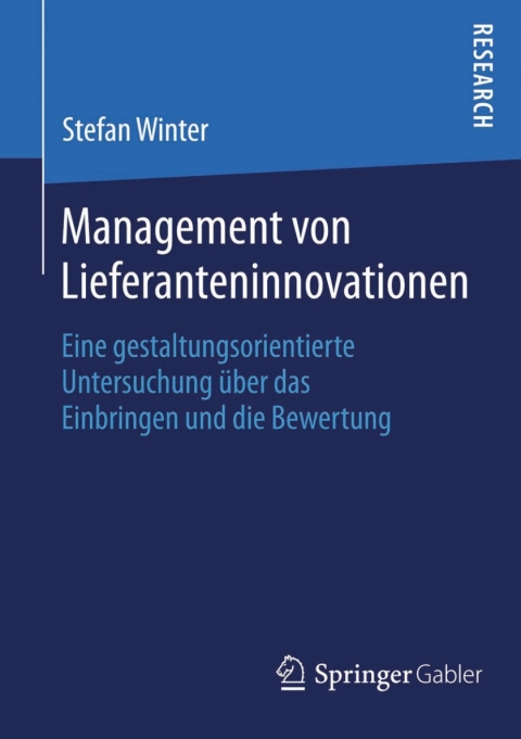 Cover image for book Management von Lieferanteninnovationen