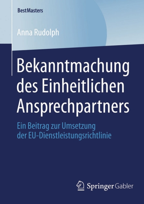 Cover image for book Bekanntmachung des Einheitlichen Ansprechpartners