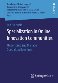 Cover image: Specialization in Online Innovation Communities 9783658053178