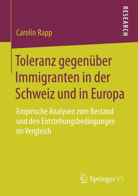 Cover image for book Toleranz gegenüber Immigranten in der Schweiz und in Europa