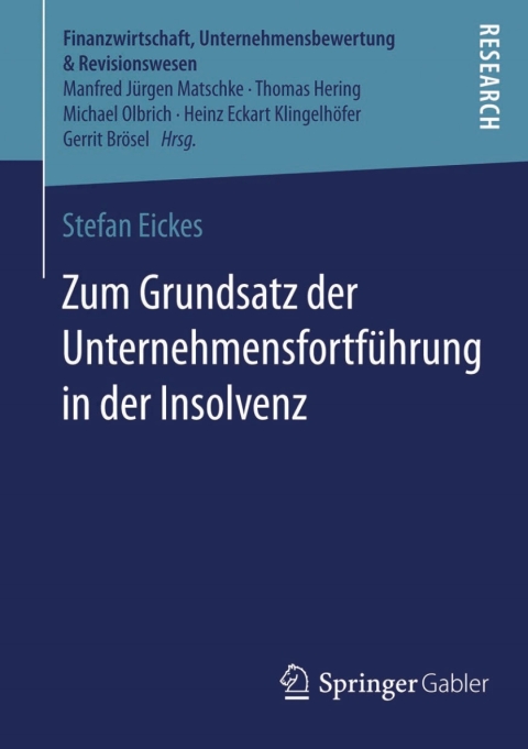 Cover image for book Zum Grundsatz der Unternehmensfortführung in der Insolvenz