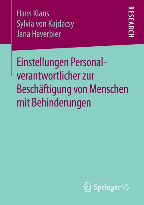 Cover image for book Einstellungen Personalverantwortlicher zur Beschäftigung von Menschen mit Behinderungen