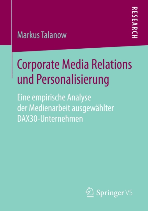 Cover image for book Corporate Media Relations und Personalisierung