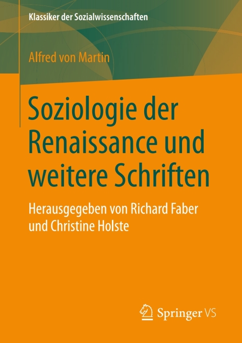 Cover image for book Soziologie der Renaissance und weitere Schriften