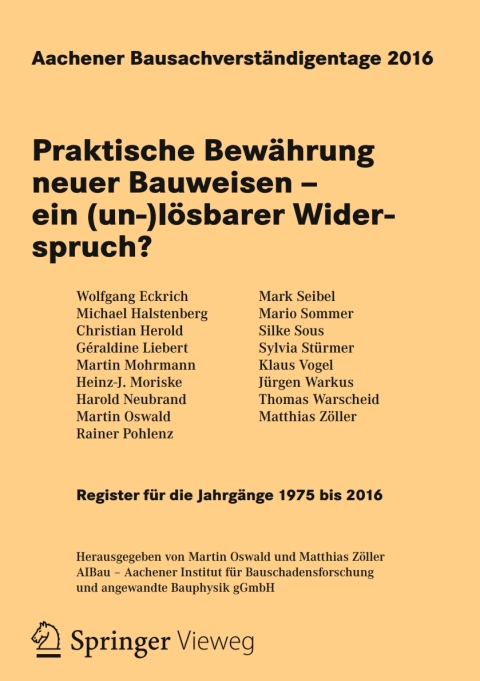 Cover image for book Aachener Bausachverständigentage 2016