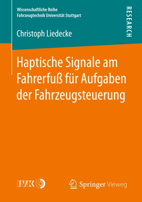 Cover image for book Haptische Signale am Fahrerfuß für Aufgaben der Fahrzeugsteuerung