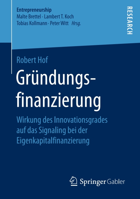 Cover image for book Gründungsfinanzierung