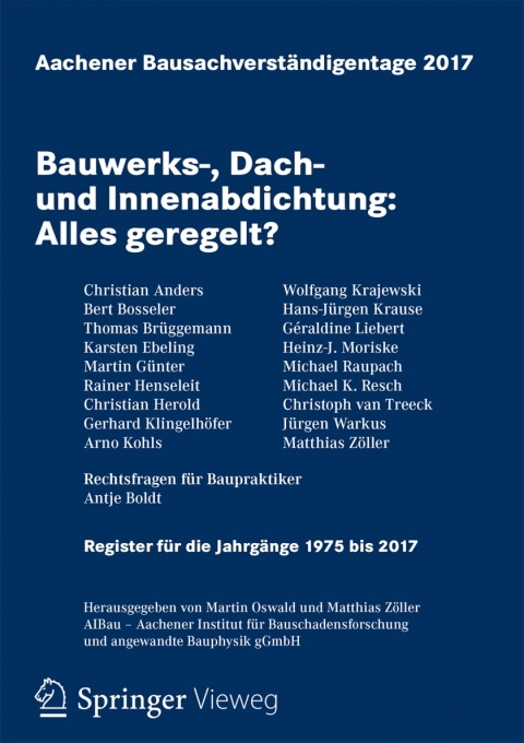 Cover image for book Aachener Bausachverständigentage 2017