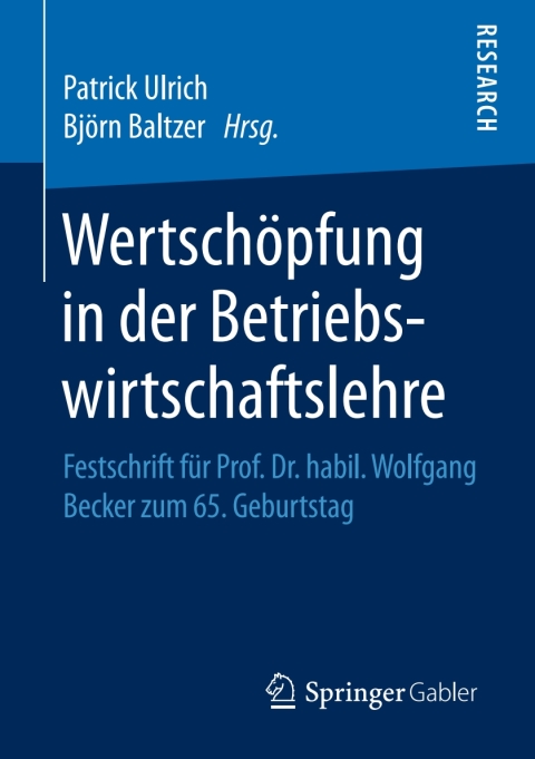 Cover image for book Wertschöpfung in der Betriebswirtschaftslehre