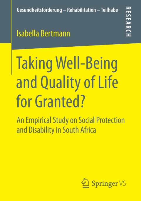 Cover image for book Taking Well‐Being and Quality of Life for Granted?