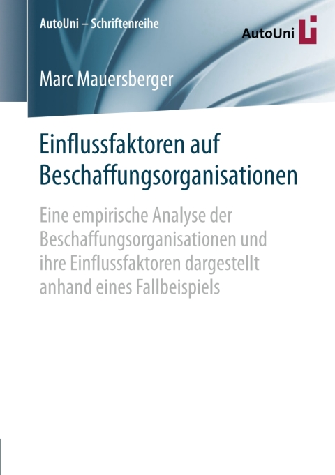 Cover image for book Einflussfaktoren auf Beschaffungsorganisationen