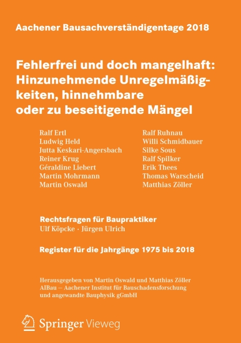 Cover image for book Aachener Bausachverständigentage 2018