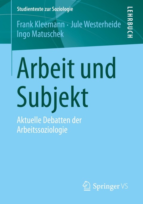 Cover image for book Arbeit und Subjekt