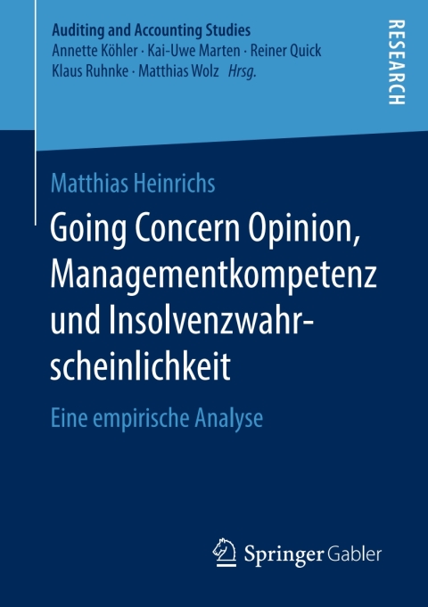 Cover image for book Going Concern Opinion, Managementkompetenz und Insolvenzwahrscheinlichkeit