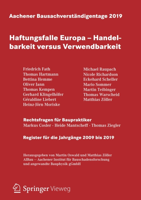 Cover image for book Aachener Bausachverständigentage 2019