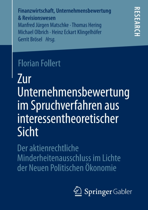Cover image for book Zur Unternehmensbewertung im Spruchverfahren aus interessentheoretischer Sicht