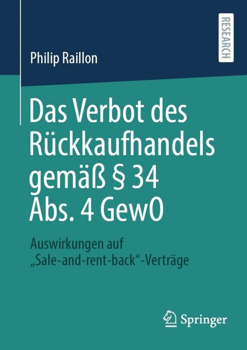 Cover image for book Das Verbot des Rückkaufhandels gemäß § 34 Abs. 4 GewO