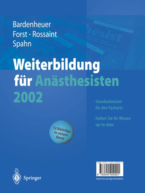 Cover image for book Weiterbildung für Anästhesisten 2002