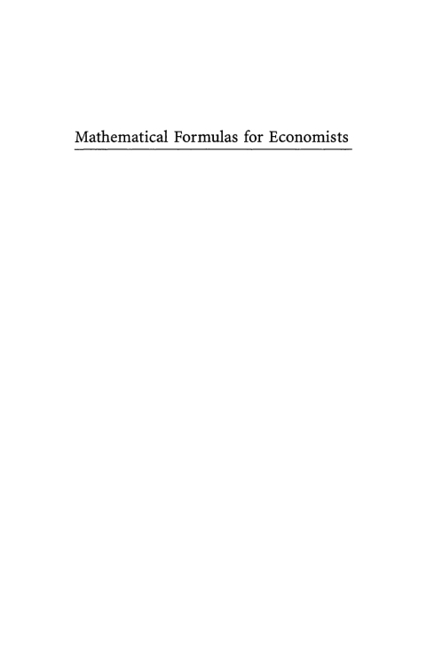 Mathematical Formulas for Economists 