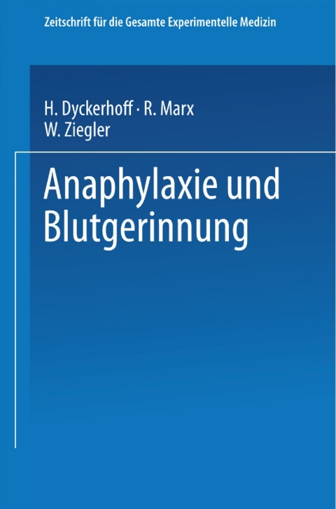 Cover image for book Anaphylaxie und Blutgerinnung