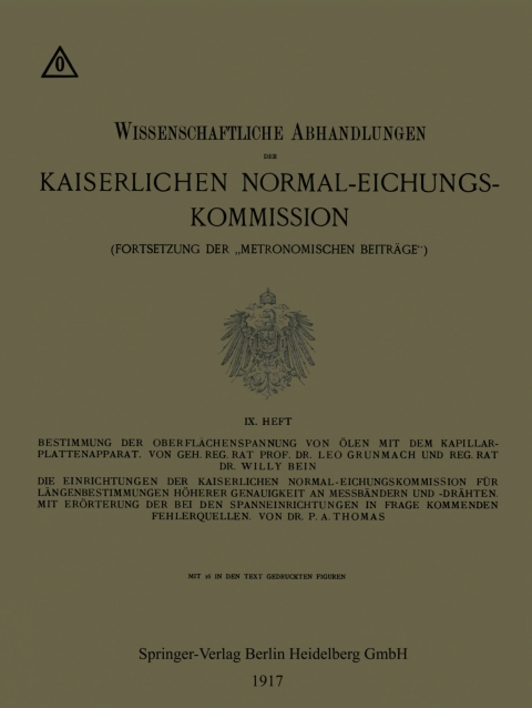 Cover image for book Bestimmung der Oberflächenspannung von Ölen mit dem Kapillar-Plattenapparat