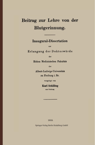 Beitrag zur Lehre von der Blutgerinnung