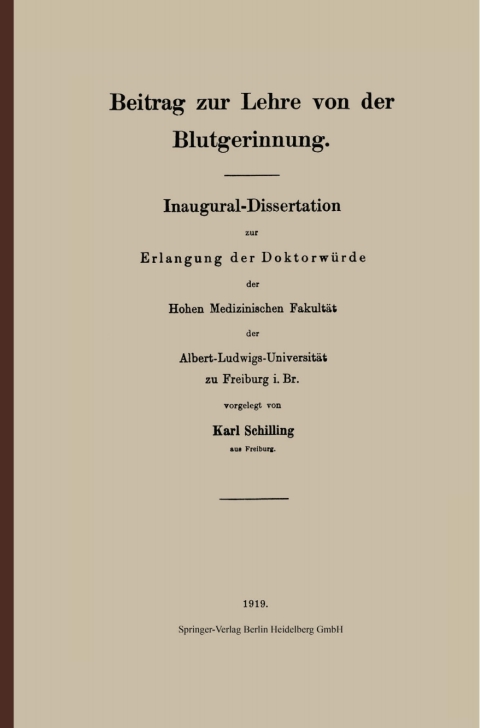 Cover image for book Beitrag zur Lehre von der Blutgerinnung